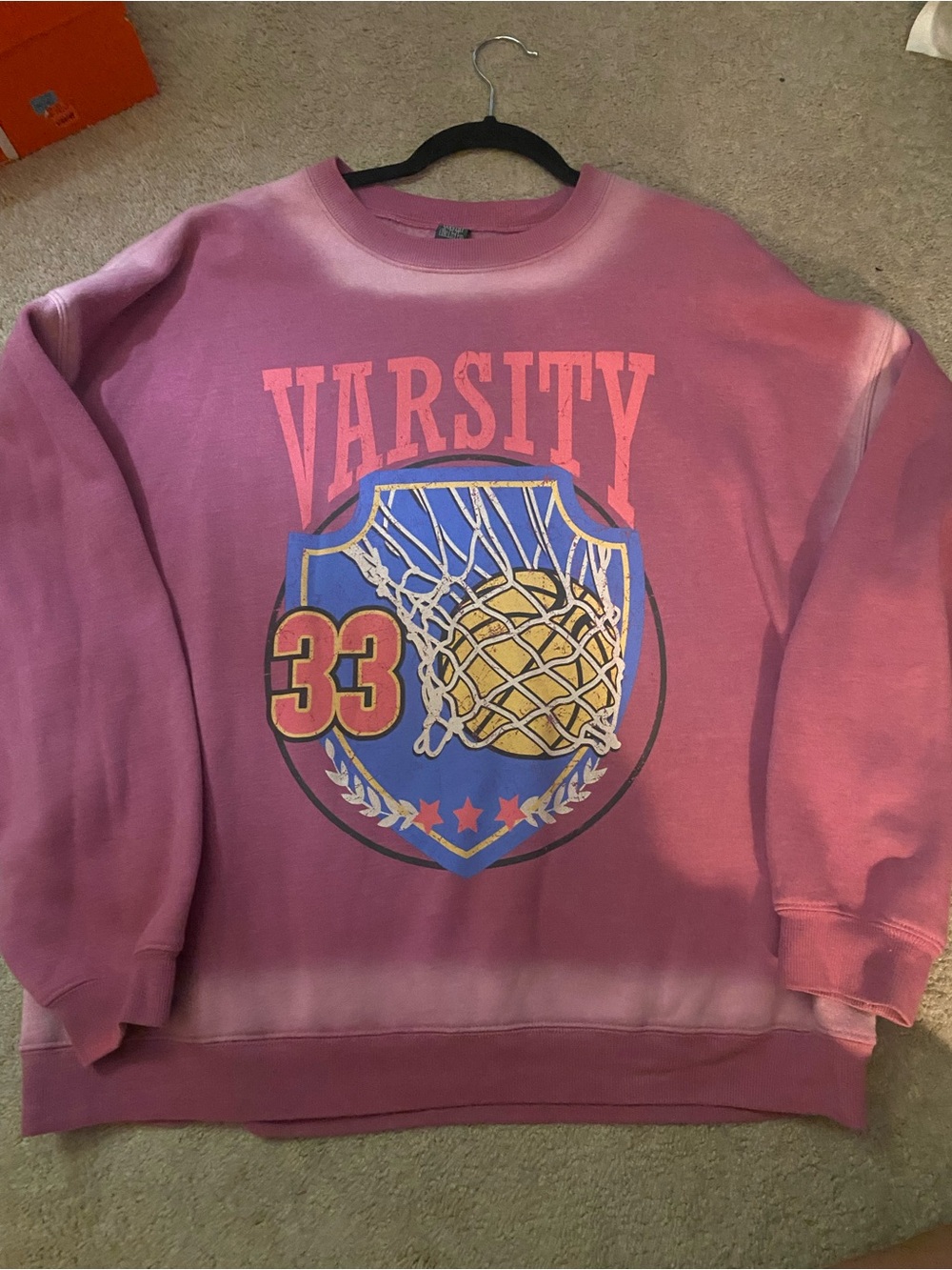 wild fable Pink Varsity Basketball Crewneck Sweatshirt